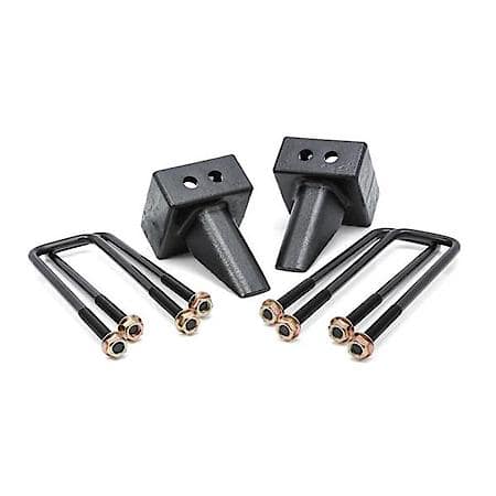 Leaf Spring Block Kit, 5 Inch Lift; Aluminum; With 2 Blocks/ 4 U-Bolts