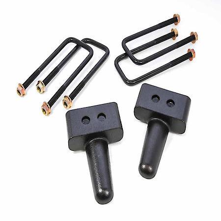 Leaf Spring Block Kit, 1-1/2 Inch Lift; Aluminum; With 2 Blocks/ 4 U-Bolts