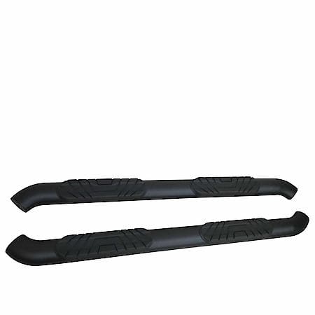 With Step Pad, 4"Oval Bent, Powder Coated Titanium Black, Ms, Rocker Panel Mount