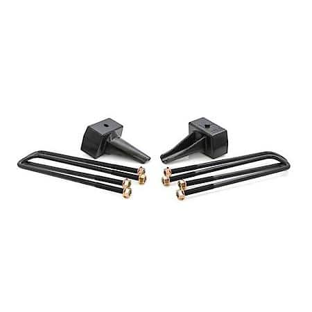 Leaf Spring Block Kit, 4 Inch Lift; Aluminum; With 2 Taper Blocks/ 4 U-Bolts
