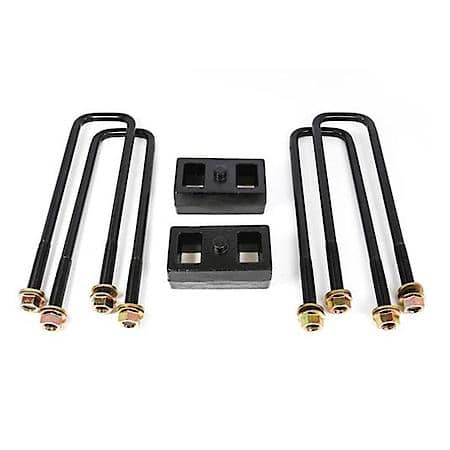 Leaf Spring Block Kit, 2 InchLift, Aluminum; With 2 Blocks/ 4 U-Bolts/ Hardware
