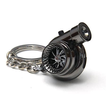 Electric Spinning Rechargeable Turbo Keychain with LED & Sounds - Black