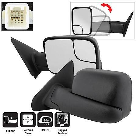 (Xtune) Dodge Ram 02-09 L/R Manual Extendable-Power Heated Adjust Mirror. Fit D