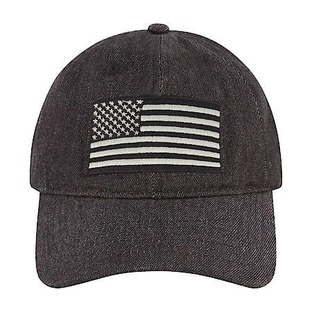 Black American Flag Baseball Hat: Snap Back Adjustable, Curved Brim, Cotton/Poly Blend