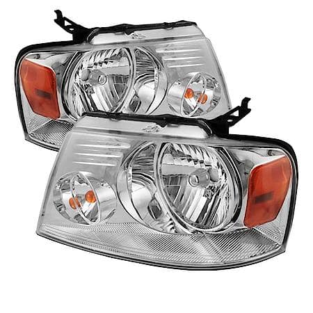 Ford F150 04-08 Amber Crystal Headlights-Chrome