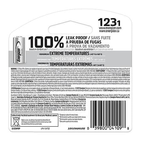 Energizer 123 Lithium Batteries (1 Pack), 3V Photo Batteries
