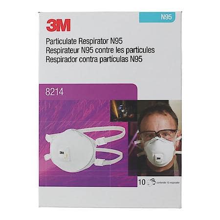 3M Particulate Respirator 8214, N95, with Fcsl & Nuisance Level Orgnc Vpr Rlf