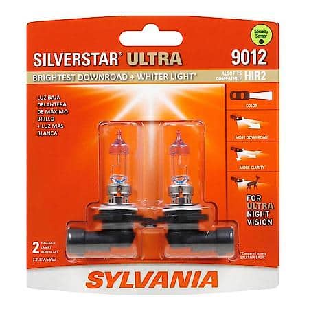 9012 SilverStar Ultra: Halogen Headlight Bulb, Brightest Downroad and Whiter Light, 2 Pack