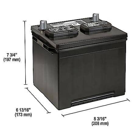 Battery : 26 Group Size, 450 CCA, 560 CA, 85 Minute Reserve Capacity