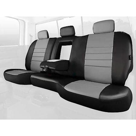 FIA SL62-22 BLK/BLK, CUSTOM SEAT COVER REAR 60/40, LEATHERETTE, BLACK/GRAY