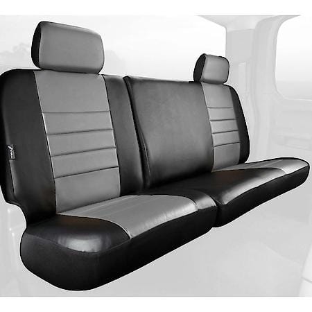 FIA SL62-51 BLK/BLK, CUSTOM SEAT COVER REAR 60/40, LEATHERETTE, BLACK/GRAY