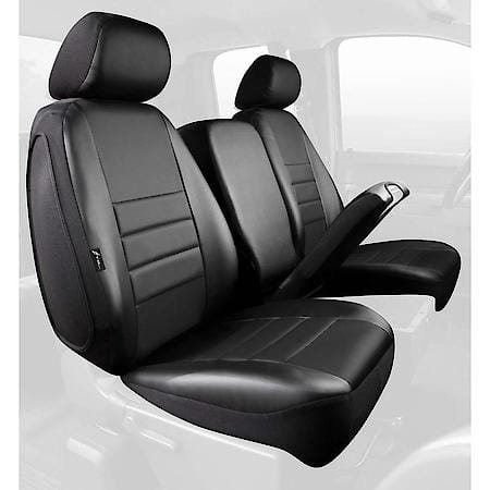FIA SL69-38 BLK/BLK, CUSTOM SEAT COVER FRONT 40/20/40, LEATHERETTE, SOLID BLACK