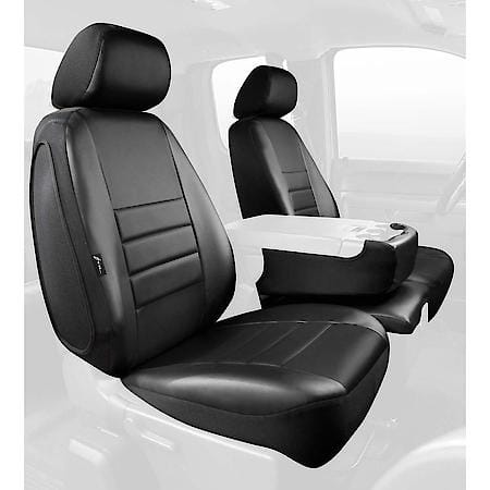 FIA SL69-37 BLK/BLK, CUSTOM SEAT COVER FRONT 40/20/40, LEATHERETTE, SOLID BLACK