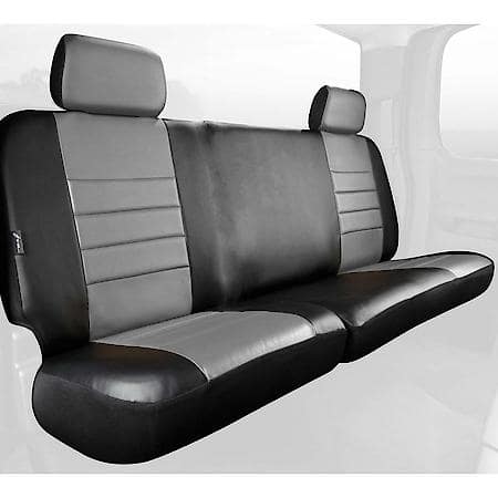 FIA SL62-33 BLK/BLK, CUSTOM SEAT COVER REAR 60/40, LEATHERETTE, BLACK/GRAY