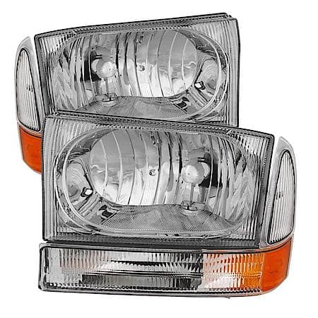 (Oe) Ford F250 F350 F450 Superduty Excursion 99-04 Crystal Headlights With Bumper