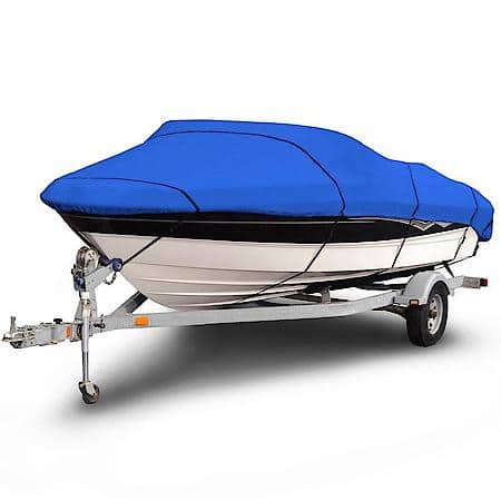 1200 Denier V-Hull Fishing Boat Cover, Blue, Fits 14'-16' Long, Waterproof, Hd