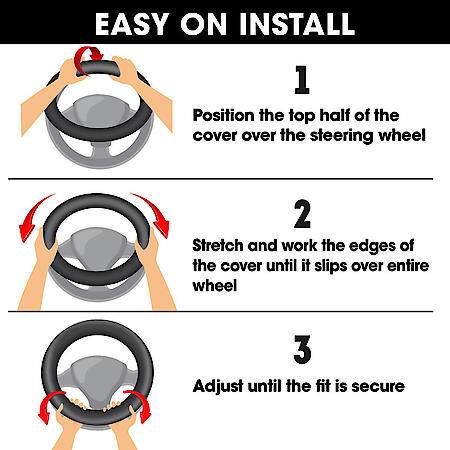 AutoCraft Fluffy Steering Wheel Cover: Black Plush, Fits 14.5" - 15", Warm, Action Grip