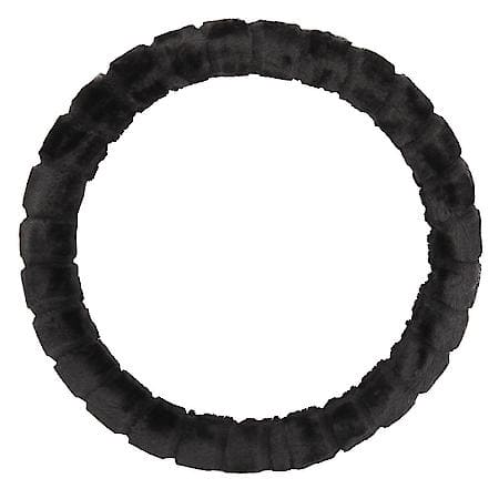 AutoCraft Fluffy Steering Wheel Cover: Black Plush, Fits 14.5" - 15", Warm, Action Grip