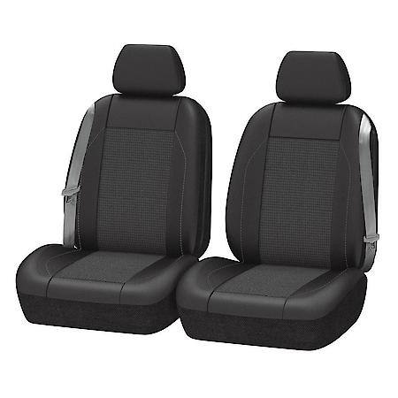 SUV & Truck Seat Cover, Black Jacquard & Oxford, Universal, Low Back, Durable, Zipper, 2 Pack