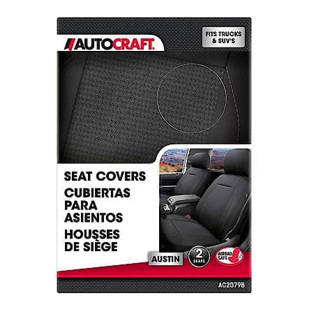 SUV & Truck Seat Cover, Black Jacquard & Oxford, Universal, Low Back, Durable, Zipper, 2 Pack
