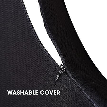 AutoCraft Back Cushion, Black Polyester & Memory Foam, Universal, 1PK, Sweat Absorbent, Ergonomic