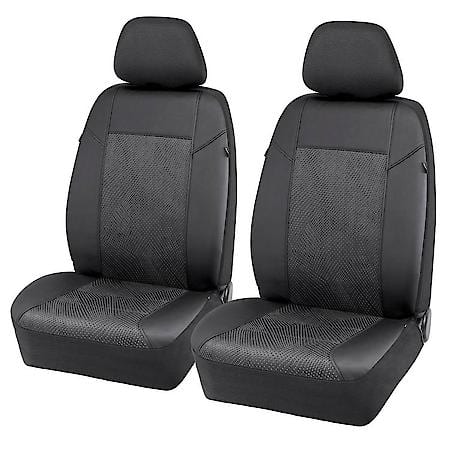 Car & SUV Seat Cover, Black Jacquard & PU, Classic, Universal, Low Back, OEM Fabric, 2 Pack