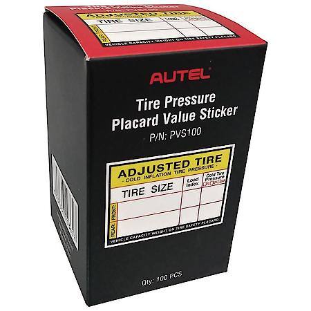 Box of 100 Placard Value Stickers to Keep Track of Adjusted Tire Information