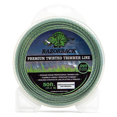 Razorback Trimmer Line .095 50 Ft, Green W/ Black Tracer