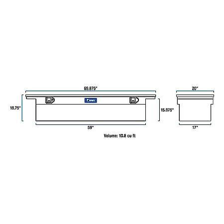 Deep Truck Tool Box with Low Profile, RigidCore Lid 69-Inch Heavy-Wall Aluminum