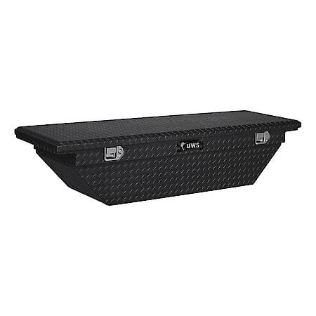 Angled Truck Tool Box with Low Profile, RigidCore Lid 69-Inch Gloss Black Heavy-Wall Aluminum