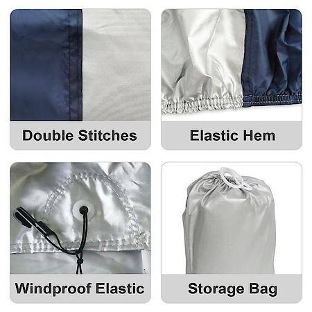 Motorcycle Cover, Blue/Silver Polyester, Fit 800cc-1100cc, Breathable, Non-Abrasive, Water Repellent
