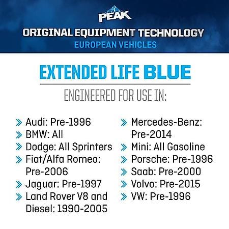 Original Equipment Euro Blue Antifreeze + Coolant: 50/50 Ready-To-Use, 1 Gallon