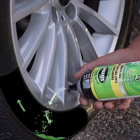 Thru-Core Emergency Flat Tire Sealant: Car/Trailer, Seals Tire Instantly, Safe & Easy to Use, 14 oz.