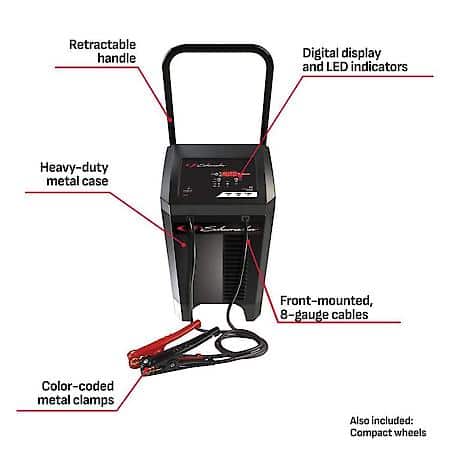 6-in-1 6V/12V Wheeled 6A Battery Charger & 200A Engine Starter: 40A Boost