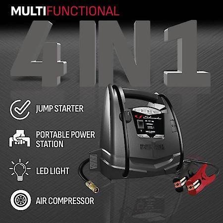 4-in-1 12V 1000A Jump Starter and Portable Power Station: 150-PSI Air Compressor