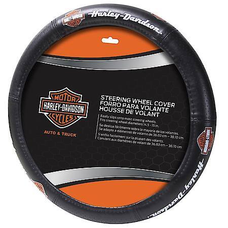 Harley-Davidson Elite Steering Wheel Cover: Leather-Like, Fits 14.5-15.5"