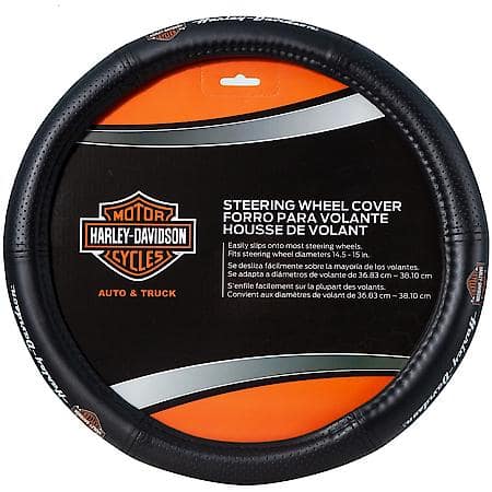 Harley-Davidson Elite Steering Wheel Cover: Leather-Like, Fits 14.5-15.5"