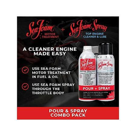 Motor Treatment and Sea Foam Spray combo pack; fuel additive and intake cleaner spray