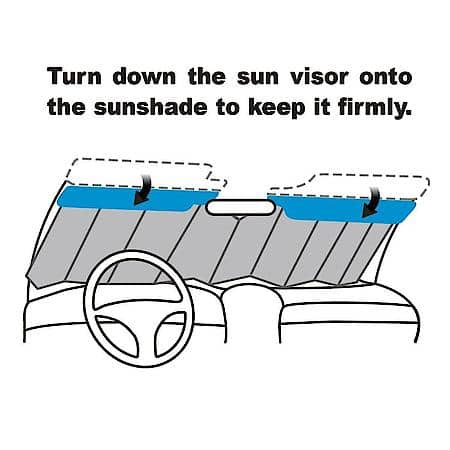 Windshield Sunshade, Silver Laser Film, Wave, Jumbo 67"x27", Accordion Style