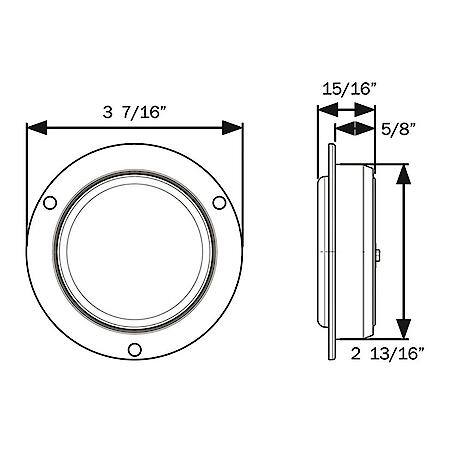 2-LED 2.5" RED RECESS FLANGE MOUNT MARKER/CLEARANCE LIGHT