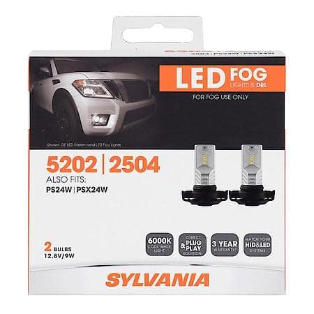 5202: LED Fog Light Bulb, 6000K Cool White Light, 2 Pack