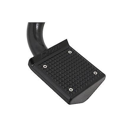 Single, Flat Step, Not Retractable, Powder Coated, Black, Cast Aluminum