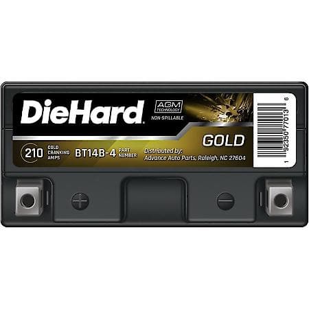 Battery: T14B-4 Group Size, 210 CCA, 12 Amp Hour Capacity