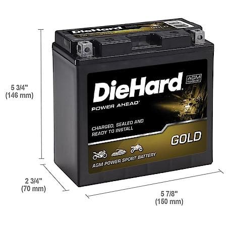 Battery: T14B-4 Group Size, 210 CCA, 12 Amp Hour Capacity