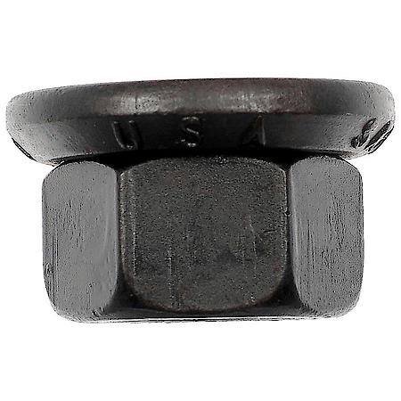Wheel Lug Nut: M22-1.50 Thread, Flanged, 1" Length, Black Zinc, 10 Pack
