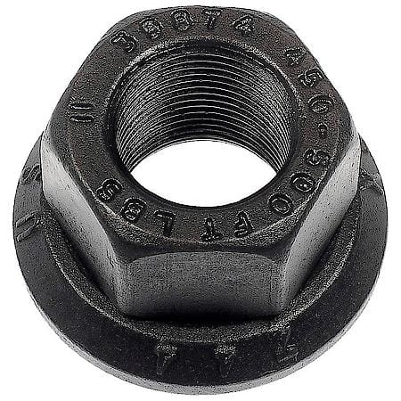 Wheel Lug Nut: M22-1.50 Thread, Flanged, 1" Length, Black Zinc, 10 Pack