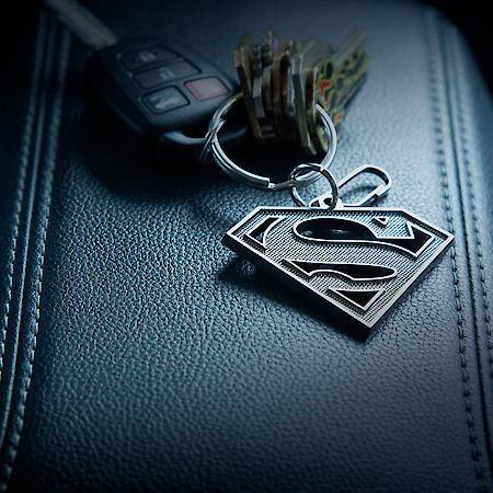 Superman Key Chain: Metallic Superman Logo, Cutout Style, Black