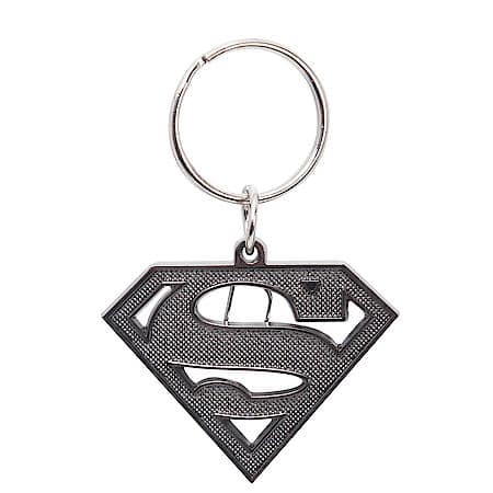 Superman Key Chain: Metallic Superman Logo, Cutout Style, Black