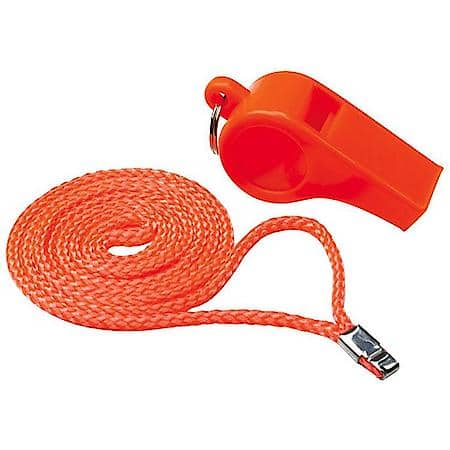 Whistle - Orange Plastic "Ball Type" Perfect For Attachment To A Life Vest As A Signal Whistle.