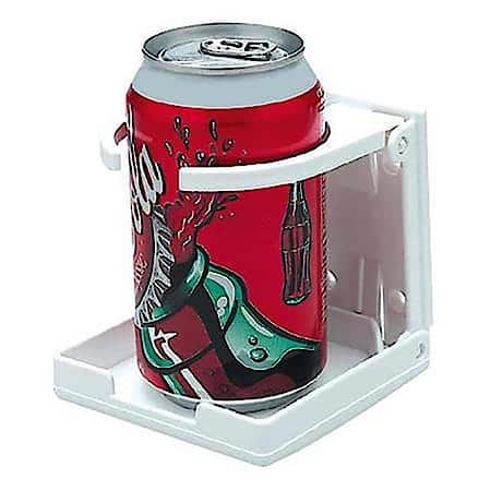 Folding Marine Drink Holder - Adjustable - White - Made Of Reinforced Nylon With Stainless Springs